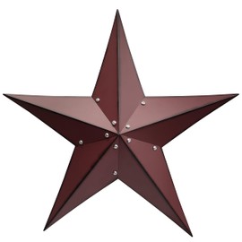 Qobumy 24" Rustic Metal Large Barn Star Wall Decor-Handmade Red Barn Star Indoor or Outdoor Decoration,Star for Outside Texas Stars Art Vintage Western Country Home Farmhouse Wall Art Décor.