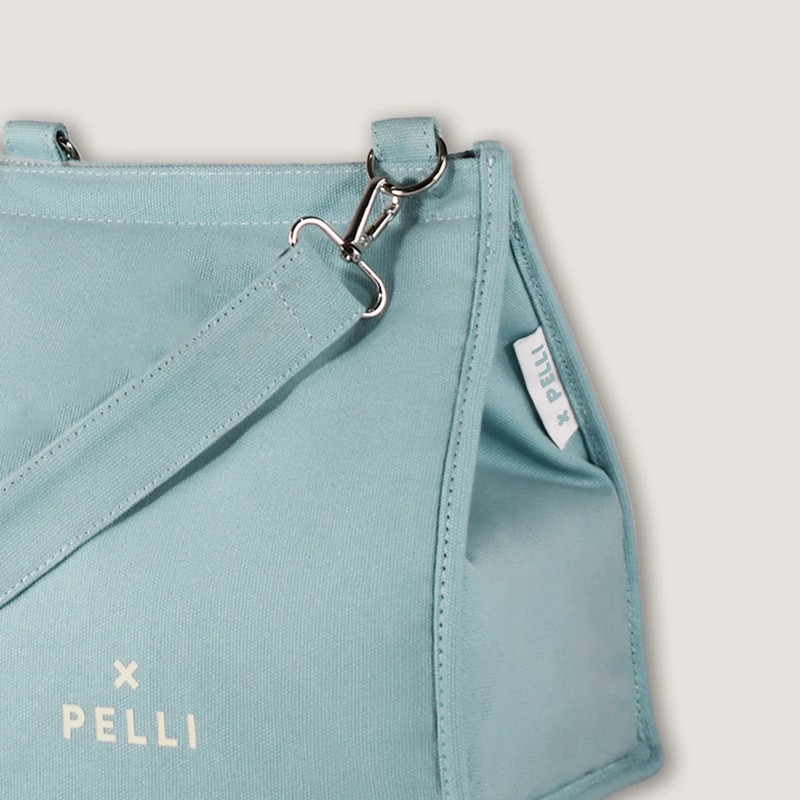 Pelli Crossbody Canvas LUNCH Cooler Bag with Shoulder Strap, Blue