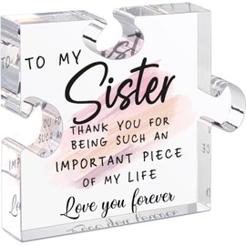 Tillskuch Gifts for Sister - Puzzle Shaped Acrylic Plaque with Gift Box - Cute Sister Gifts for Birthday, Thanksgiving Day, Christmas - Sister Gifts from Sister, Big Sister Gifts, Little Sister Gifts