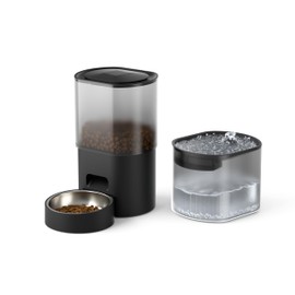 Automatic Cat Feeder and Water Fountain Gravity Feeder 3L Dry Cat Food Dispenser Low Noise Remote Feeding 10 Meals Per Day Perfect for Cats Dogs Puppies Kittens