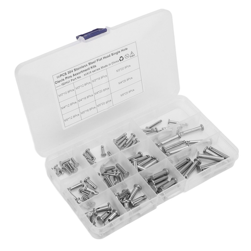 12 Sizes Stainless Steel Clevis Pin Single Hole Flat Head