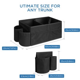 AiQInu Car Boot Bag, Foldable Car Organiser Boot with Compartments, Stable & Stable Waterproof, Multifunctional Car Box Boot for Car, Camping, Shopping