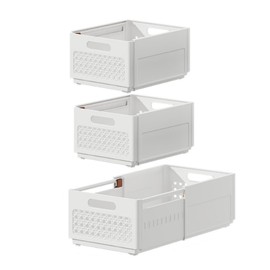 Ruspela Storage Boxes Set of 3 Foldable Wardrobe Storage Organisers Retractable Storage Bins Stackable Drawer Organizer for Home Office Bedroom Kitchen Bathroom