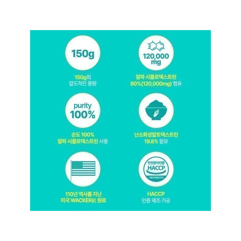 Cham Goods 알파 시클로덱스트린 알파cd 분말 가루 제로 파우더 150g