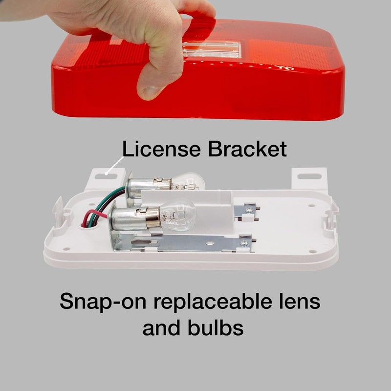 Lumitronics Red Surface Mount Stop/Turn/Tail, License Bracket/Light for RV, Trailer,