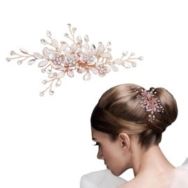 dinghaole Wedding Hair Clip Rhinestone Bridal Comb Hair Clip Bridal Flower Wedding Hair Comb Crystal Bridal Wedding Crystal Hairpiece Bridal Hair Accessories for Women and Girls