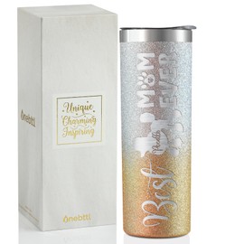 Onebttl Dog Mom Gifts, Dog Lover Gifts for Women, Best Dog Mom Ever, 20 oz Glitter Silver-Gold Insulated Tumbler - Poodle Mom