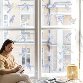 KASESSS Pack of 46 Suncatcher Stickers, Prism Window Stickers, Rainbow Film Window Bird Protection, Rainbow Window Film, Sun Catcher Sticker, Prism Window Sticker, Sun Catcher Sticker