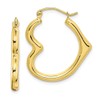 10K Yellow Gold Heart Hoop Earrings Medium Size Polished Love