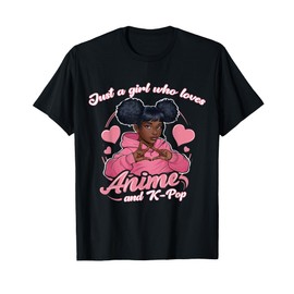 Just A Girl Who Loves Anime And K-Pop African American Afro T-Shirt