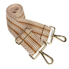 Dsigo Purse Strap, 2" Wide Gold Buckle Embroidery Crossbody Shoulder Strap for Bag Handbag Canvas Bag Crossbody Bags (Khaki Strips)