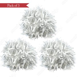 HOVUK® 3-Pack White/Silver Thick & Thin Tinsel Garland Christmas Decoration, Xmas Tree Decor (2M White-Silver Tinsels)