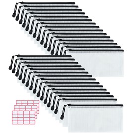 Vuzvuv 30pcs 9.1"x 4.5" Mesh Zipper Pouch Zipper Bags, Zipper Case Pouch Bulk, Mesh Bag for File, Makeup, Board Game Office Home Travel Storage