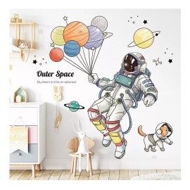 DaraBaby Vinil Decorativo Astronauta Planetas Habitación Niño Bebe