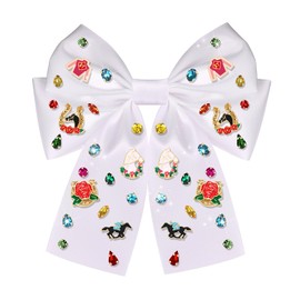 YAHPERN Kentucky Derby Hair Bows Riding Suit Horse Horseshoe Hair Bow Clips for Women Rose Large White Satin Ribbon Bows Kentucky Derby Outfits Accessories Gifts (Pattern D)