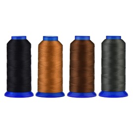 Selric [6000 Yards] UV Resistant High Strength Polyester Thread #69 T70 Size 210D/3 for Upholstery, Outdoor Market, Drapery, Beading, Purses, Leather [Black+Brown+Coffee+Dark Grey]