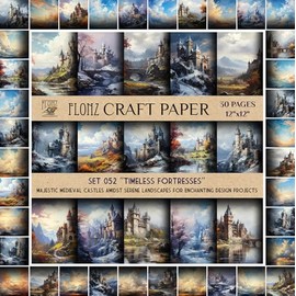 Scrapbook Paper (30 Pages 12"x12") Timeless Fortresses: Majestic Medieval Castles Amidst Serene Landscapes for Enchanting Design Projects FLONZ Vintage Styled Double Sided Paper Pad for Craft
