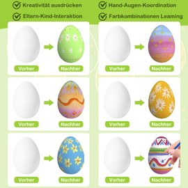 Camiki Art Easter Eggs for Painting, Pack of 24 Plastic Easter Eggs for Hanging Outdoor and Indoor, Eggs Plastic with Rope Crafts, Decorative Easter Eggs Decoration and Easter Decoration Gift