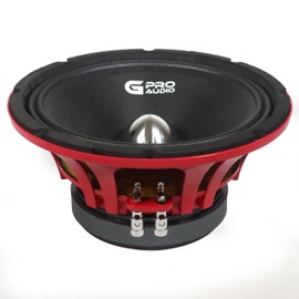 Genius MR0210 10" Midrange Speaker, 500 Watts Max - 250 Watts RMS, Pro Audio, Aluminium Bullet Car Audio Speaker, Ferrite Magnet, 4 Ohm, Reinforced Paper Cone (1 Speaker)