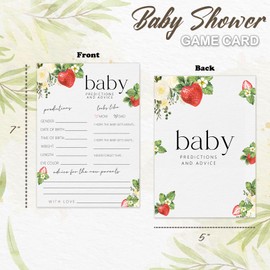 Nuhany Hilarious Baby Shower Games, Baby Predictions and Advice Game Cards, Strawberry Sweet Party Decorations Favors Ideas -30 pcs, 5x7 in - H05