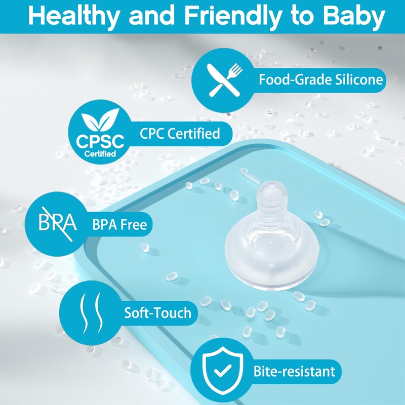 Silicone Nipples for Lansinoh Bottles, Anti-Colic Replacement Nipple for Baby