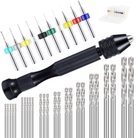 Lylxienty Mini Hand Drill Bit Set 36PCS, Precision Pin Vise Hand Drill, Micro Mini Twist Drilling Bits 0.5-3mm and PCB Drill 0.1-1mm, for Model Making Electronic Drilling Holes Woodworking Jewelry DIY
