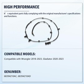 1 Pair ABS Wheel Speed Sensor Fit for Wrangler 2018-2023 Gladiator 2020-2023 Front Driver and Passenger Sensor 2Pcs Set Side Replaces 68394210AC 68394210AD 68394210AF