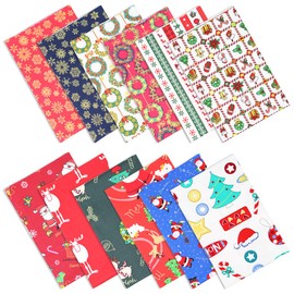12 PCS 50 X 50 Cm Christmas Material Fabric by The Metre Fat Quarters Bundles Cotton, Assorted Christmas Tree Santa Snowflake Patterns Patchwork for Party Supplies DIY Craft Quilting