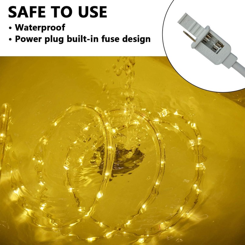 SURNIE LED Rope Lights Outdoor Warm White, Waterproof 33FT Cuttable