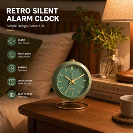 AYRELY® Battery Operated Analog Desk Alarm Clock with Light, Table Clock