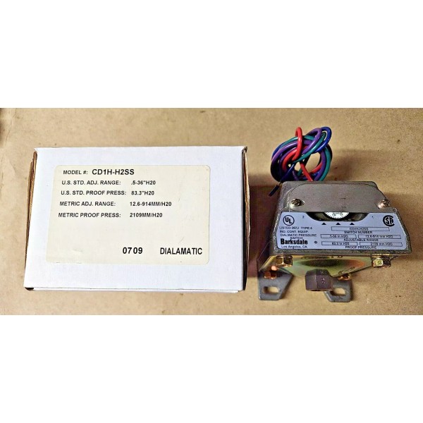 BARKSDALE CD1H-H2SS PRESSURE VACUUM SWITCH, 0.5 To 36.2psi New In