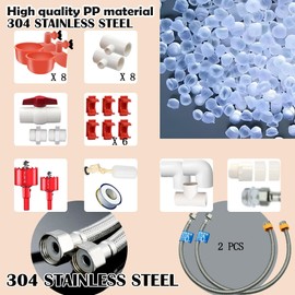 Complete Set Pipeline Automatic Chicken Waterer System,1/2" PVC Pipe Accessories DIY Kit with 2 Hose,Chicken Water Cup,Chicken Waters,Poultry Waterer,Duck Water Feeder for Quail Chicken Duck Goose