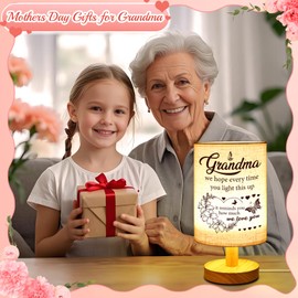 Linkax Linkax Mothers Day Gifts for Grandma, Grandma Birthday Gifts from Grand Daughter Son Kids, DecorativeTable Lamp Bedside Lamp with Fabric Shade, Presents for Grandma Nan Nanny Mum Nana Sister Auntie