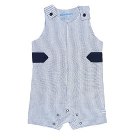 RuggedButts Jon Jon Jon - Mameluco de una pieza para bebés y niños pequeños, Azul Seersucker, 0-3 meses