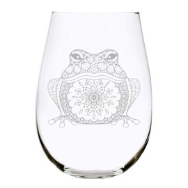 C M Frog stemless wine glass, 17 oz.