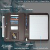 Dark Brown Zippered Portfolio Binder - PU Leather Business Portfolio