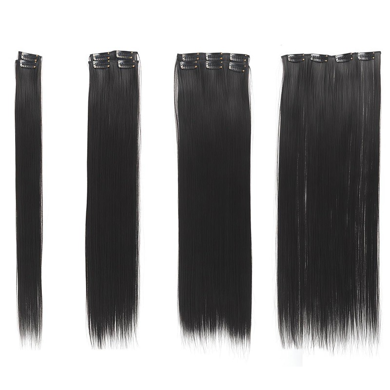 MUNSKT 7 Pcs 22 Inch Natural Black Clip in Hair