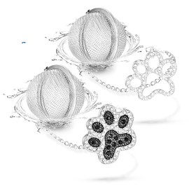 NSTaygate Loose Tea Steeper 2pcs Tea Ball Cute Tea Infuser Tea Diffusers for Loose Tea Black and White Diamond Dog Paw Pendant Tea Leaf Strainer for Loose Tea Gifts for Girls Women Couple
