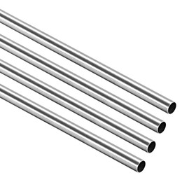GLOKUUCA 304 Stainless Steel 5mm OD 250mm Length - 4Pcs Round Metal Pipe Fits for Industrial Applications - Stainless Steel Seamless Straight Pipe Tube - (0.2mm Thickness)