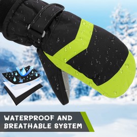 Homord Children's Ski Gloves, Waterproof Gloves, Children's Winter Gloves for Boys and Girls, Warm Mittens Gloves, Breathable Winter Thinsulate Snow Gloves for 4-14 Years Children