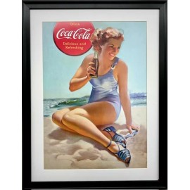 Coca-Cola  "Blue Swimsuit"  Framed Poster Vintage Soft Drink Ad NEW