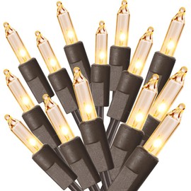 ODEETRONIC Twinkle String Lights, 21.63ft 100 Count Incandescent Brown Christmas Lights, UL Certified Connectable Tree Lights, Mini Warm White Lights for Indoor Outdoor Wedding Party Holiday Patio