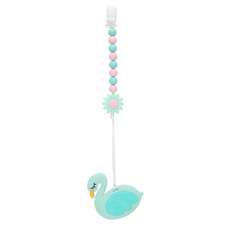 Swan Shape Infant Baby Pacifier Clip AntiLost DIY Teething Necklace
