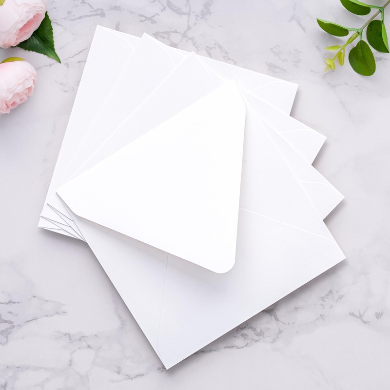 50 PCS/Pack Square Envelopes, Euro Flap White Envelopes