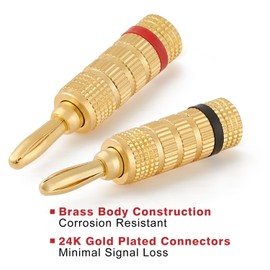 WGGE WG-3333 24k Gold Plated Speaker Banana Plugs-Closed Screw Type (12 Pairs (24 Plugs))