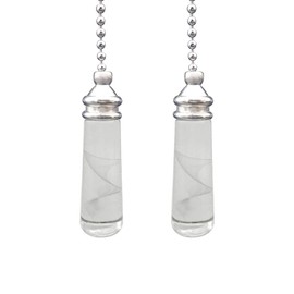 NewZC 2 PCS Bathroom Light Pull Light Pull Chain Extension with Ball Chain 100 cm Bathroom Toilet Light/Ceiling Light Fan Switch/Blind Cord Pull Handle - Chrome with Crystal Cylinder