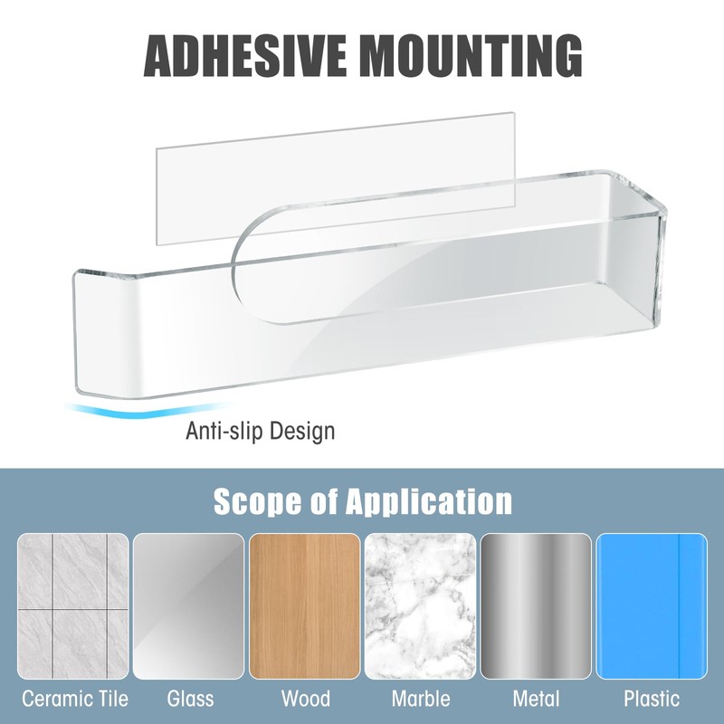NiHome Wall Mount Clear Acrylic Hand Towel Racks 2-Pack for