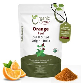 Organic Way Dried Orange Peel Cut & Sifted (Citrus sinensis) - European Wild-Harvest | Organic & Kosher Certified | Vegan, Non GMO & Gluten Free | USDA Certified | Origin - India (1/2LBS / 8Oz.)