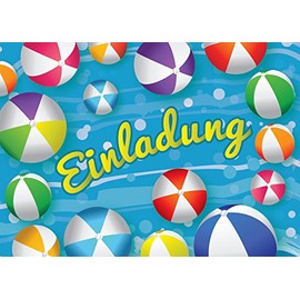 JuNa-Experten 10 Invitation Cards Children's Birthday Swimming Pool Girls Boys Boys Birthday Invitations Birthday Party Card Set