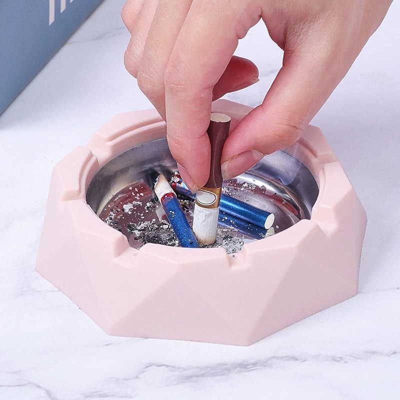 Stainless Steel Ashtray with Lid, Windproof Indoor/Outdoor Ash Holder for